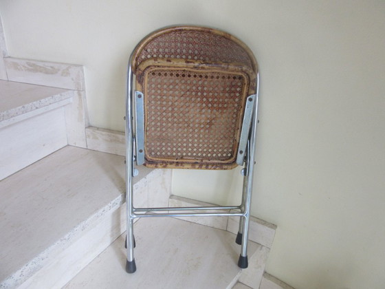 Image 1 of Child's chair chrome bamboo/rattan vintage modernist 70's