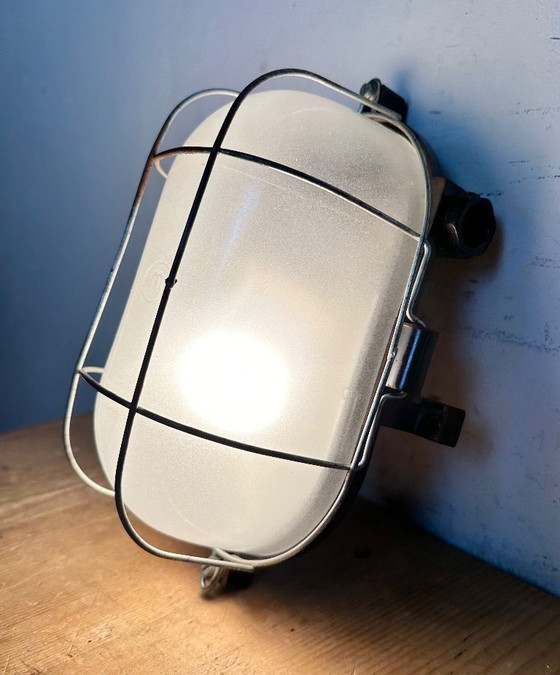 Image 1 of Industrial Brown Bakelite Wall Light with Milk Glass, 1960s