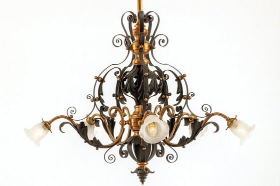 Image 1 of Lampadario in ferro vintage, anni '10