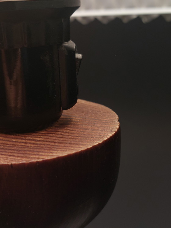 Image 1 of Vintage postmodern wooden table lamp with pleated shade