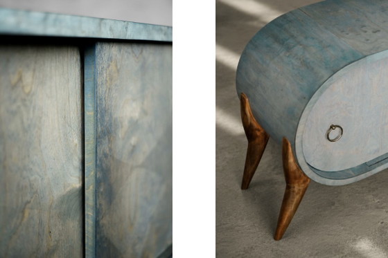 Image 1 of Credenza in legno stile Mid-Century Modern italiano, colore turchese, linee aerodinamiche, anni '60.
