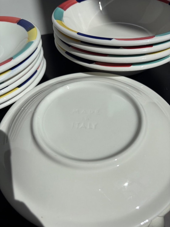 Image 1 of Servizio da tavola vintage italiano da 12 pezzi con design Memphis (anni '80)