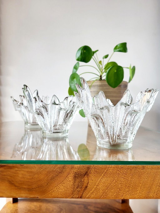 Bols en verre, set de 3, modèle Northern Lights ou Revontulet, Tauno Wirkkala, Finlande