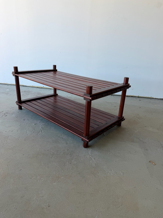 Slatted pine coffee table Scandinavian design vintage 70s, Wood, Brown (photo 3 of 12)