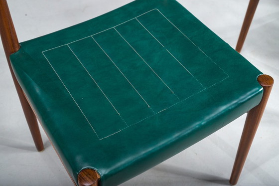 Image 1 of Eetkamerstoelen in botanisch groen veganistisch leer, jaren 70, set van 4