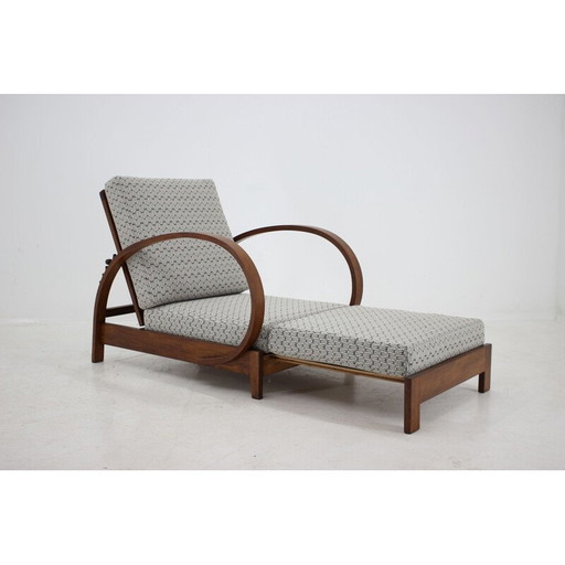 Poltrona regolabile Art Déco vintage, Cecoslovacchia 1930