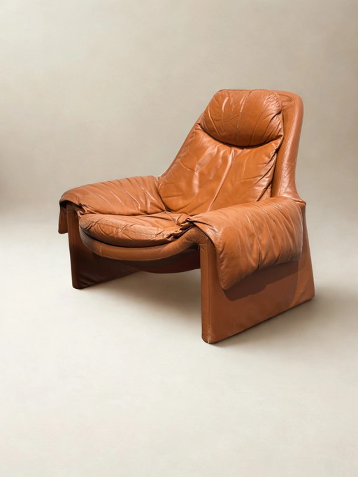 Vintage Saporiti P60 Loungestoel van Vittorio Introini – fauteuils, Leather, Mid Century Modern