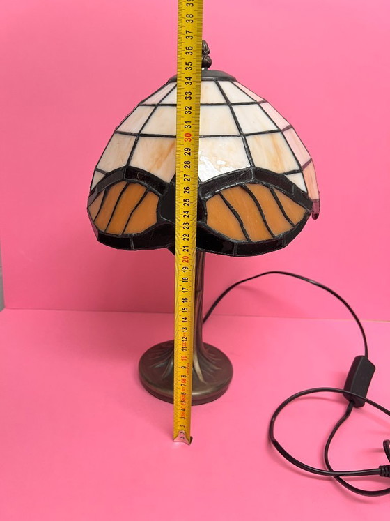 Image 1 of Vintage Tiffany style table lamp with glass shade, Art Deco floor lamp, Art Nouveau