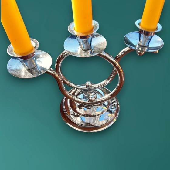 Image 1 of Paire de chandeliers Art Déco chromés