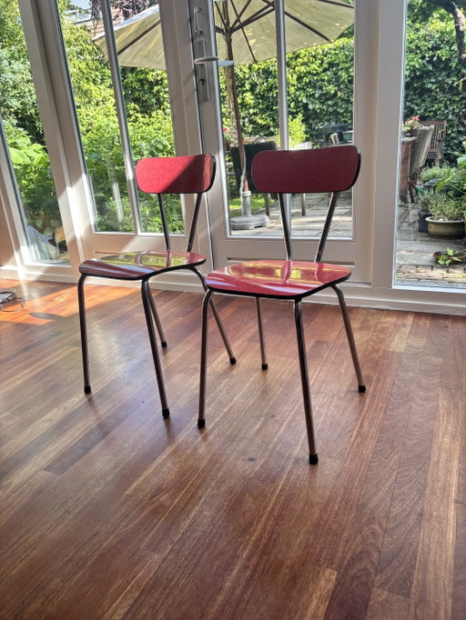 2 sedie in Formica rossa