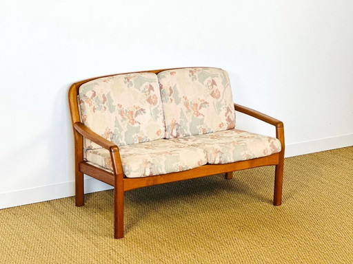 Banquette danoise en teck et tissu floral par Dyrlund, Danemark, 1960s
