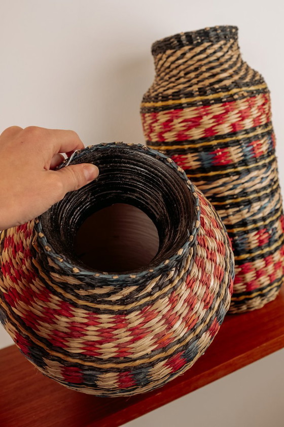 Image 1 of Vases bohèmes vintage style Ibiza, lot de 2