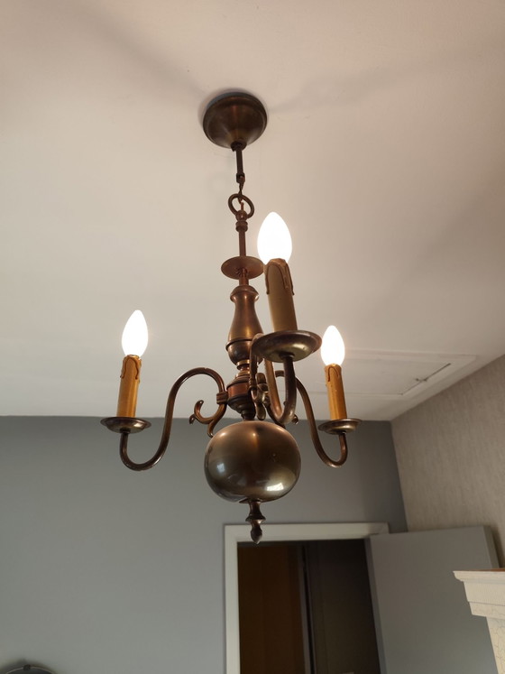 Vintage 3-arm Chandelier – Plastic, Brass (photo 6 of 8)