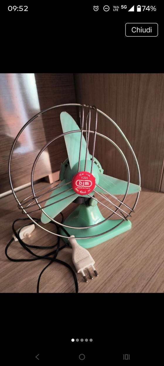Ventilateur Vintage BJM Made in Italy Années 50/60 Vert Menthe – Objets déco, Metal, Plastic (photo 2 of 8)