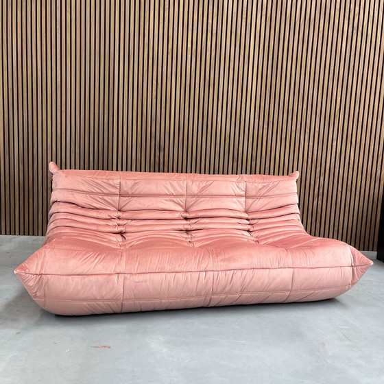 Image 1 of Ligne Roset Togo Three Seater Pink Microfiber