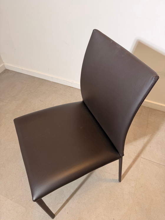 Image 1 of Juego de 6 sillas de comedor de cuero Draenert