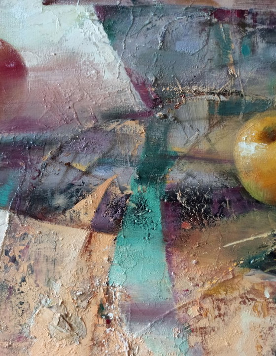 Original Oil Painting Abstract Expressionism Still Life Apples – Paintings & Drawings, Canvas (photo 8 of 10)