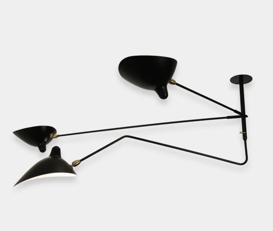 Image 1 of Serge Mouille ceiling lamp, 3 arms, 1 curved