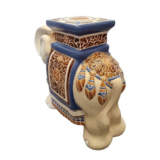 Image 1 of Vintage ceramic elephant statue plant table from the 1970s