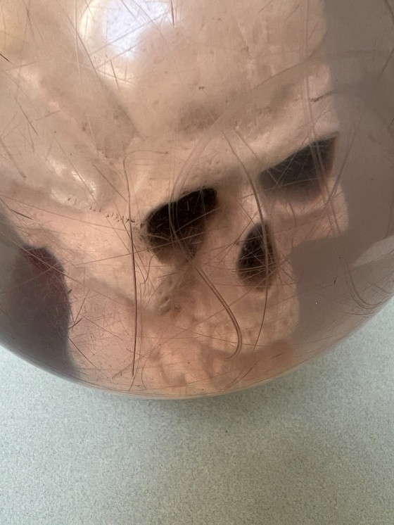 Image 1 of Bola de bolos con calavera de ebonita y bolsa a juego, década de 1990, EE. UU.