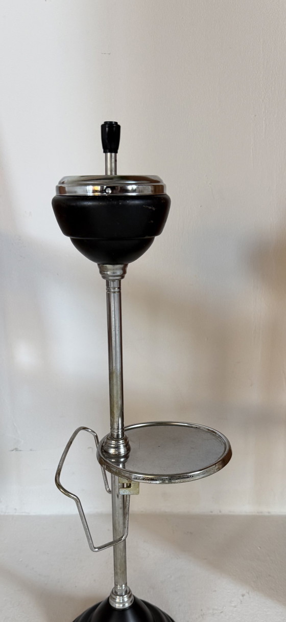 Image 1 of Vintage standing ashtray with table and magazine rack '50