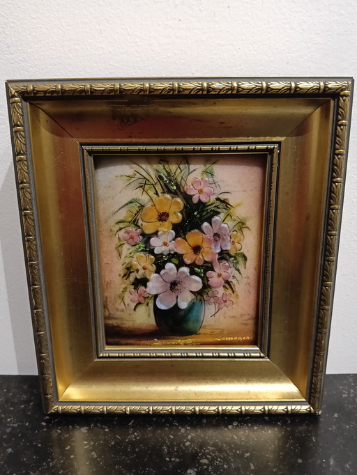 Miniature painting - enamel on copper - signed Limoges