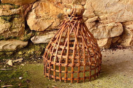 Petite suspension en rotin, fabrication artisanale, 17x21cm – hanglampen, Metal, Rattan (photo 2 of 5)