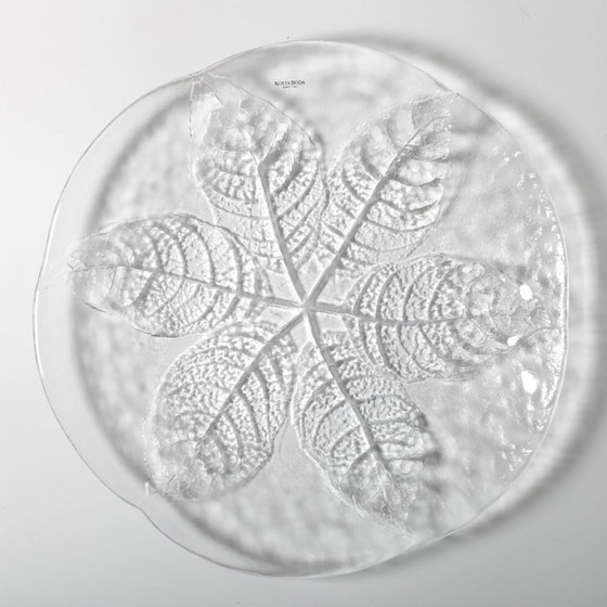 Image 1 of Kosta Boda Glass Clear Platter: Vintage Leaf Design by Wärff / 1975