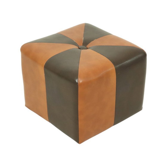 Image 1 of Sgabello quadrato Skai in ecopelle marrone cammello