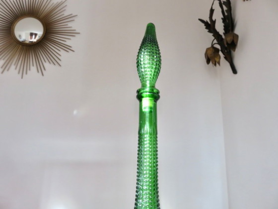 Image 1 of Empoli Italië karaf van groen diamantvormig glas