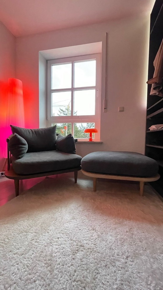 Image 1 of &Tradition Fly SC1 Lounge Chair + SC9   – Smoked Oak, Dark Grey 