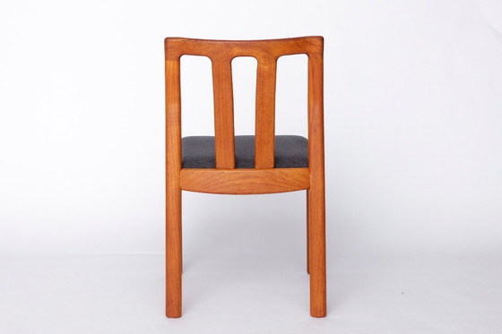 Image 1 of Set of 4 Teak Dining Chairs by Dyrlund, 1960s Danish Mid-Century Modern, Restored & Reupholstered in Dark Grey Fabric