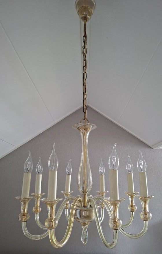 Vintage Italian Murano 8-Arm Chandelier - Crystal. – Copper (photo 9 of 17)