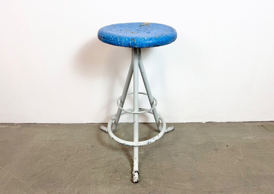 Image 1 of Grey Industrial Workshop Stool, 1960s