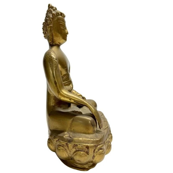 Vintage Bronze Shakyamuni Buddha Statue - 24.5 cm - Hand-engraved - 1970s – Sculpture (photo 3 of 10)