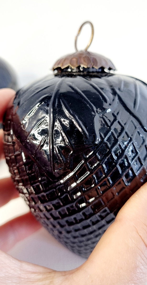 Set vintage di 2 ornamenti natalizi in vetro nero – Oggetti decorativi, Glass (photo 10 of 12)