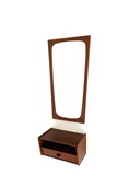 Vintage Danish teak mirror + hallway cabinet, CFC Silkeborg ‘60