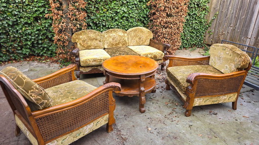 Divano inglese in noce + tavolo abbinato