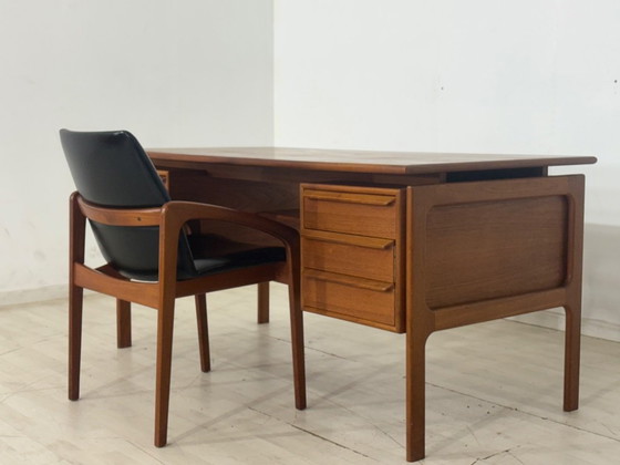 Image 1 of Danish teak desk freestanding office desk Henning Kjaernulf