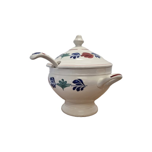 Boch Boerenbont soup tureen with spoon, late 20th century