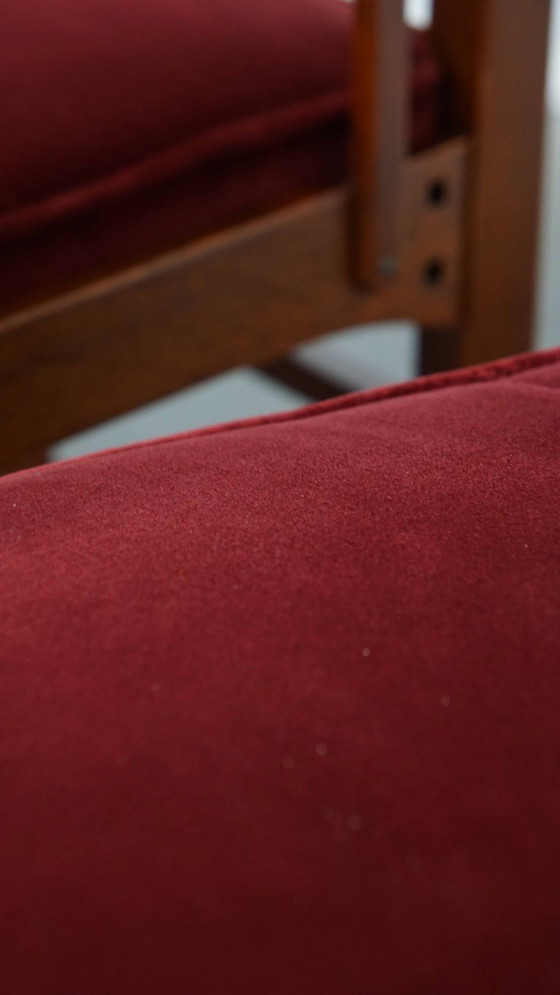 Image 1 of 4 x Jugendstil-Esszimmerstuhl Schuitema mit luxuriöser roter Stoffbespannung