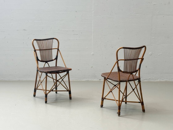 Image 1 of Set of 2 vintage designer chairs by Yuzuru Yamakawa made of bamboo