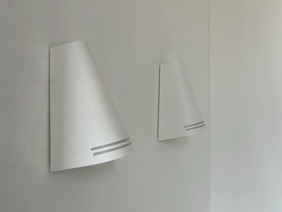 Image 1 of Coppia di applique in metallo bianco opaco, Paesi Bassi, 1980