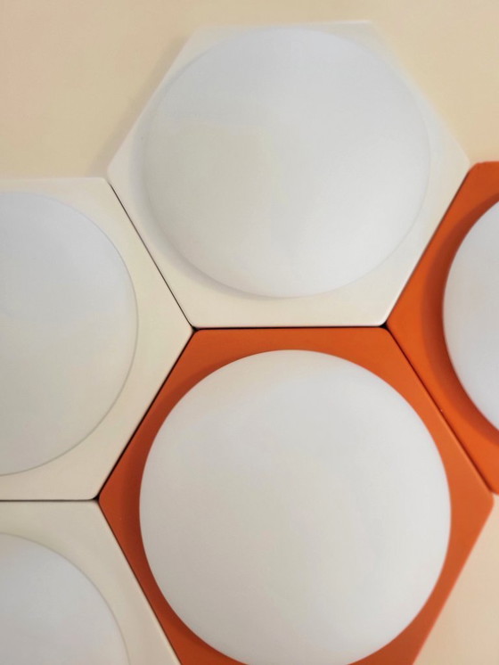 Image 1 of Vintage Space Age hexagon wandlampen van Paul Neuhaus 1970