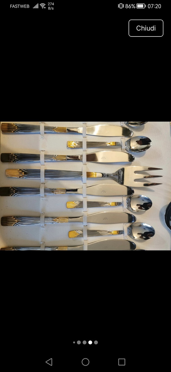 Image 1 of Servizio Posate MORINOX 51 Pezzi – Acciaio 18/10 e ORO ZECCHINO 24K – Vintage con Garanzia mai usato 