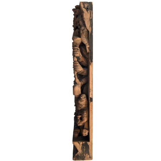 Wanddecoratie Antiek Houten Durga Wandpaneel – Zuid-India Tempelreliëf – Lot 195 – Wood (photo 2 of 5)