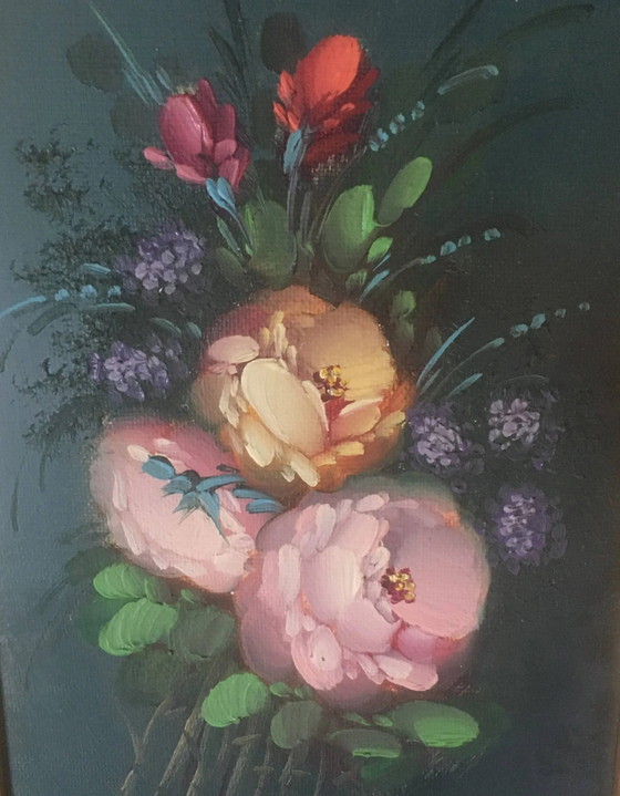 Dipinto a olio bouquet di fiori – Dipinti e disegni, Canvas, Vintage (photo 4 of 7)
