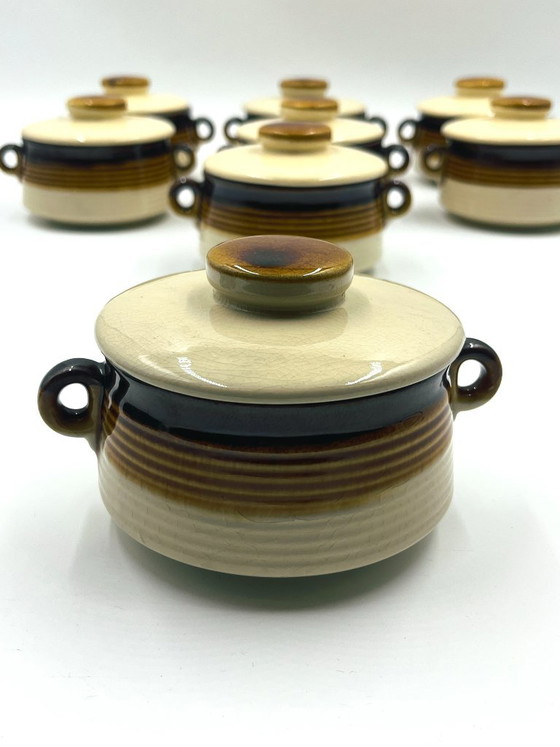 Set di 8 ramequin con coperchio in gres giapponese, Accessori da tavola, Ceramica, Crema, Vintage (foto 7 di 15)