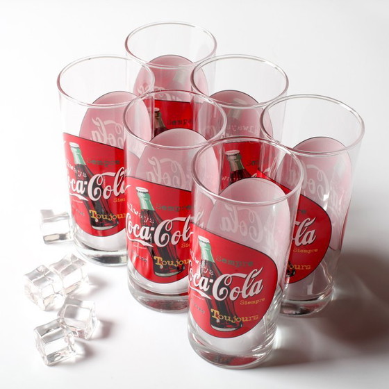 Set van 6 vintage rode Always Coca-Cola drinkglazen / Cerve / Italië / jaren 90 – Glazen & Karaffen, Glass (photo 4 of 14)