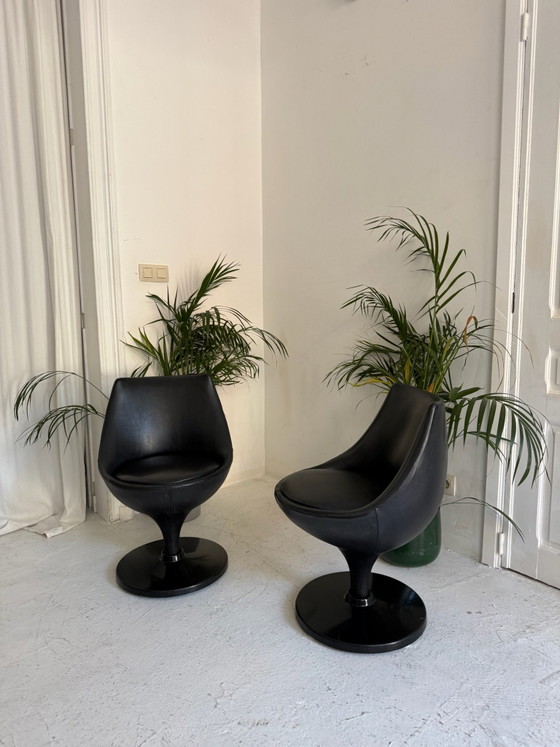 Original Pierre Guariche Polaris Armchairs – Swivel chairs, Metal, Polyester (photo 3 of 5)